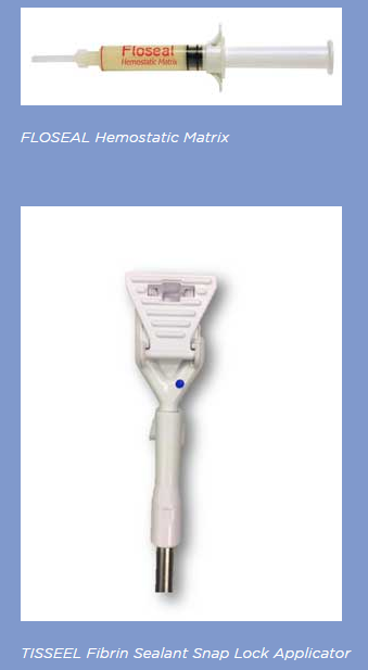 tisseel.png Image FLOSEAL Hemostatic Matrix and TISSEEL Fibrin Sealant Snap Lock Applicator